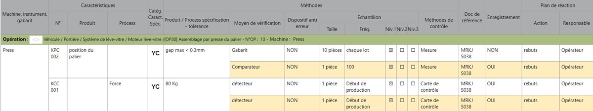 exemple de Control Plan AIAG 2024 dans le logiciel Robust Engineering Software